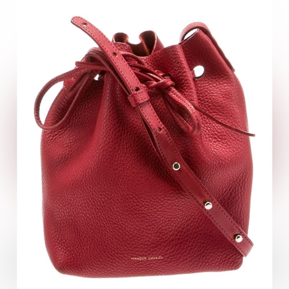 Mansur Gavriel Red Mini Bucket Bag - Picture 4 of 9